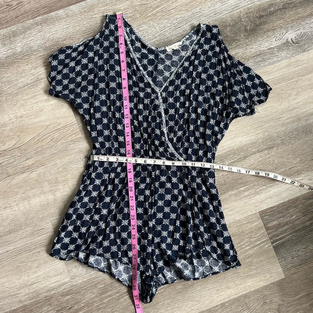 Hem & Thread Boho Print Wrap Cold Shoulder Romper - image 2